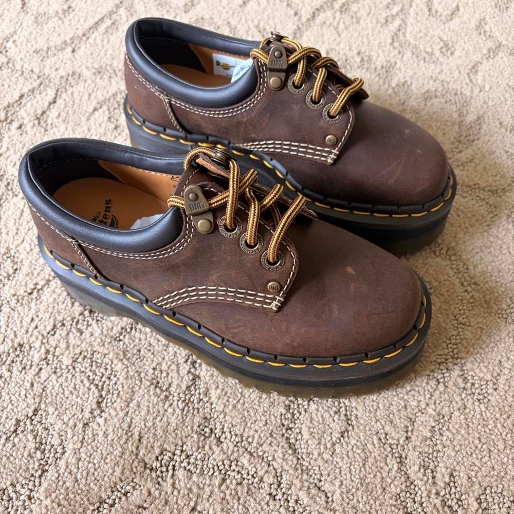 Dr. Martens 8053 Quad Arc Dark Brown Leather Platform Shoes